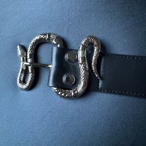 Disturbia Mamba Debossed Belt With Snake Buckle M/L black vegan leather